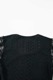 Eyelet Lace Long Sleeve Bodysuit - Trendsi - Flyclothing LLC