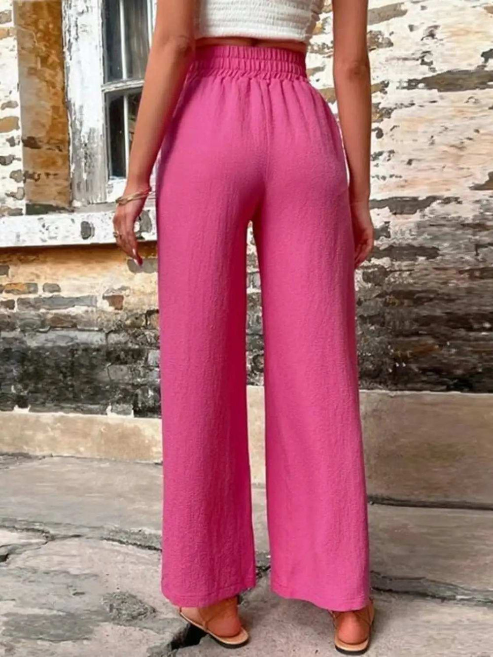 Tied High Waist Wide Leg Pants with Pockets - Trendsi - Flyclothing LLC