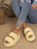 Fluffy Open Toe Platform Sandals - Trendsi - Flyclothing LLC