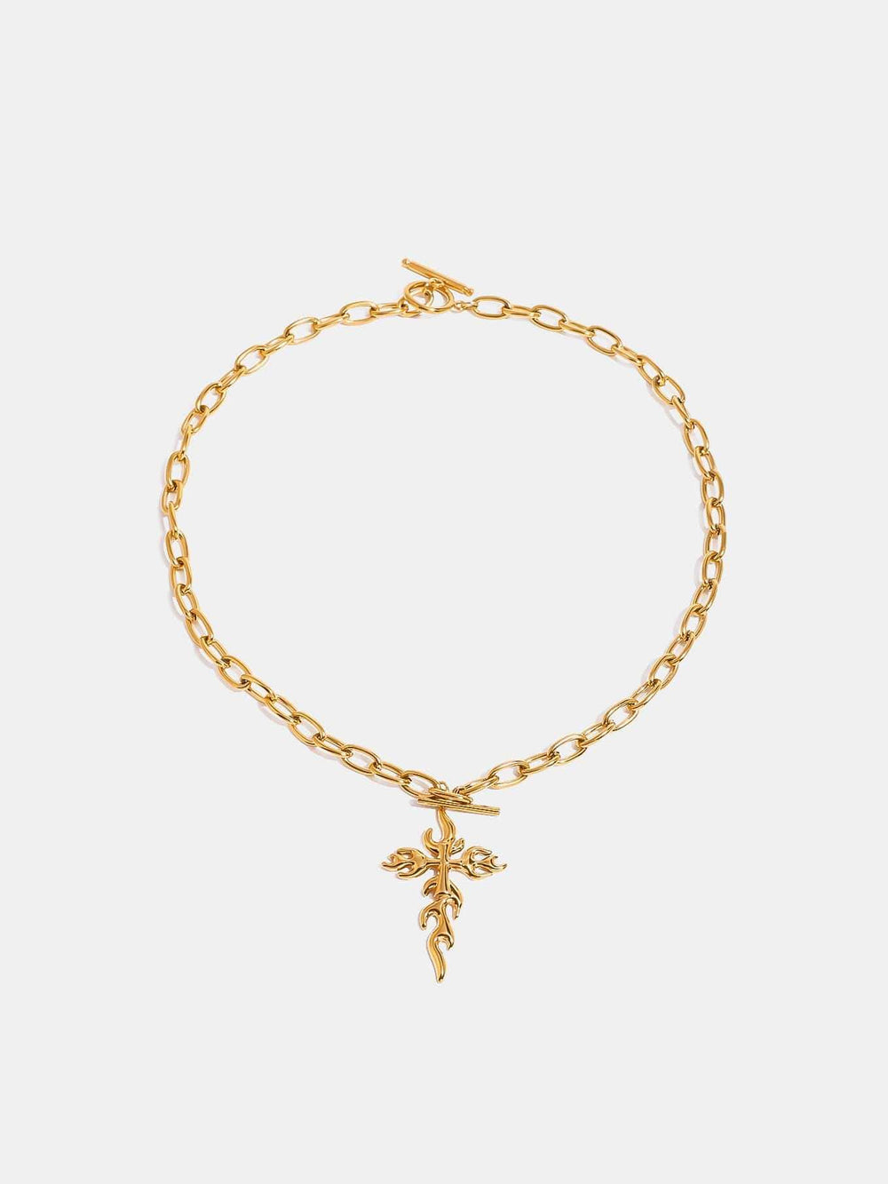 18K Gold-Plated Stainless Steel Cross Necklace - Trendsi - Flyclothing LLC
