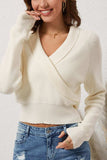 Ribbed Surplice Long Sleeve Sweater - Trendsi - Flyclothing LLC