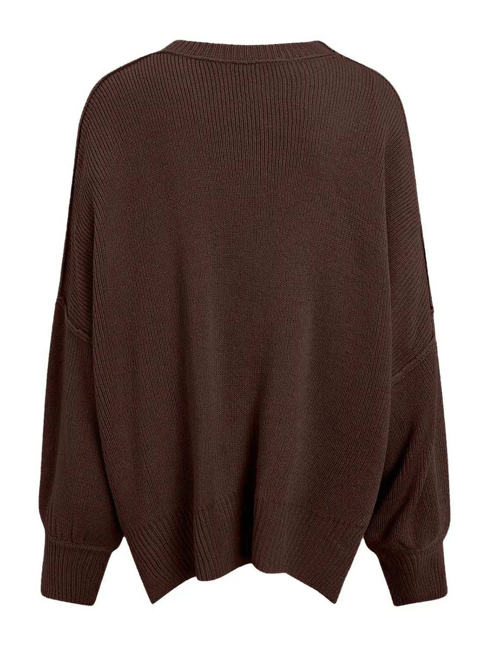 Round Neck Long Sleeve Sweater - Trendsi - Flyclothing LLC