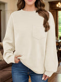 Full Size Texture Round Neck Long Sleeve Sweatshirt - Trendsi - Flyclothing LLC