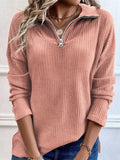 Full Size Quarter Zip Long Sleeve Top - Trendsi - Flyclothing LLC