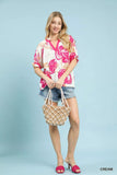 Umgee Floral V-Neck Puff Sleeve Blouse - Trendsi - Flyclothing LLC