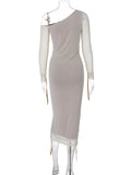 One-Shoulder Ruched Bodycon Midi Dress - Trendsi - Flyclothing LLC