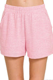 Zenana Soft Melange Hacci Elastic Waist Band Shorts - Trendsi - Flyclothing LLC