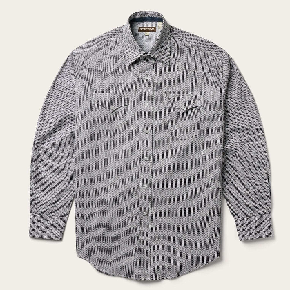 Stetson Grey Geo Print Western Shirt - Stetson - Flyclothing LLC