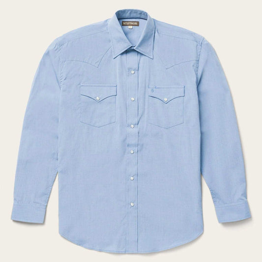 Stetson Blue End On End Solid Shirt - Stetson - Flyclothing LLC