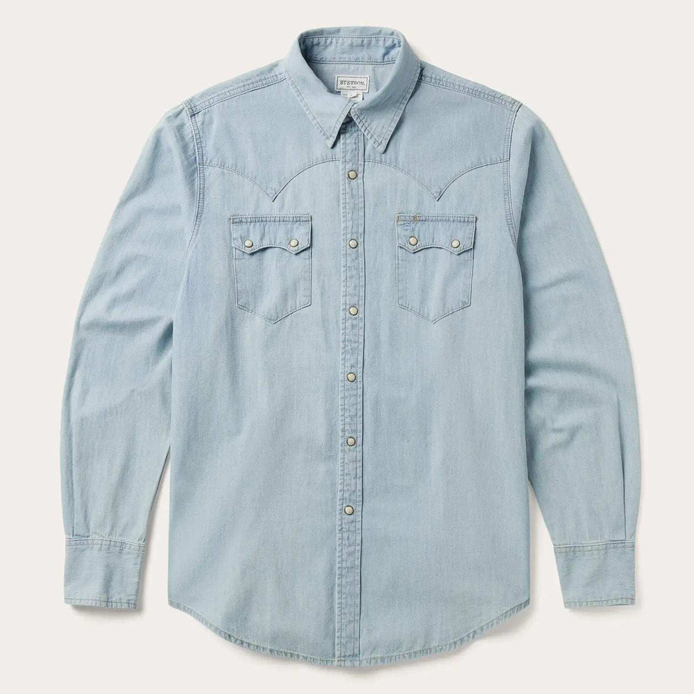 Stetson Light Blue Denim Western Shirt - Stetson - Flyclothing LLC