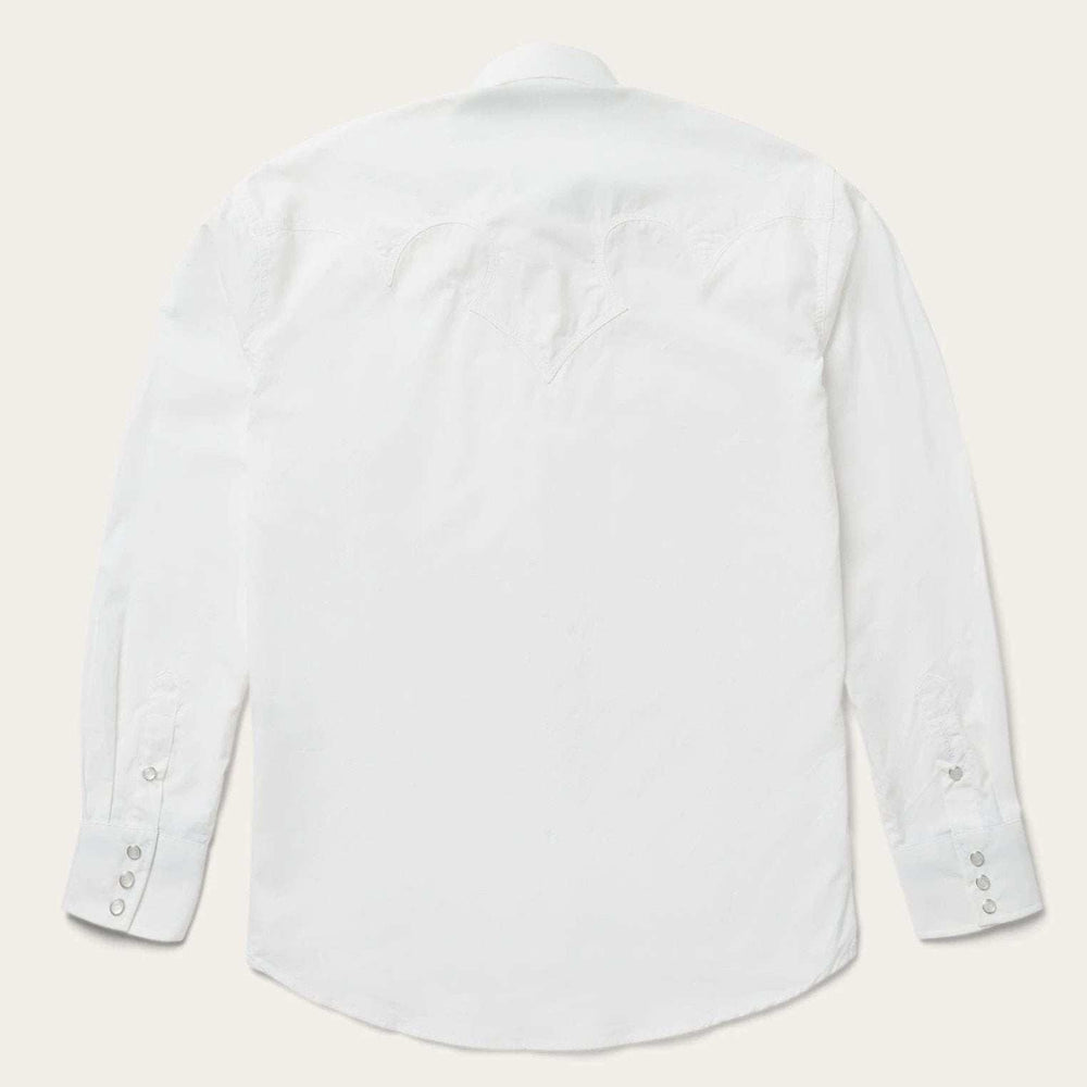 Stetson Classic Solid Snap Poplin Shirt In Optic White - Stetson - Flyclothing LLC