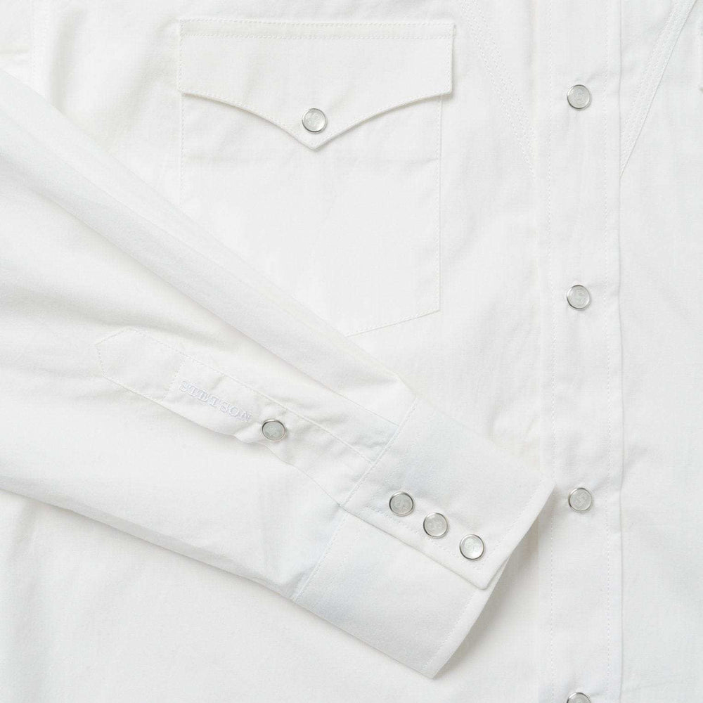 Stetson Classic Solid Snap Poplin Shirt In Optic White - Stetson - Flyclothing LLC