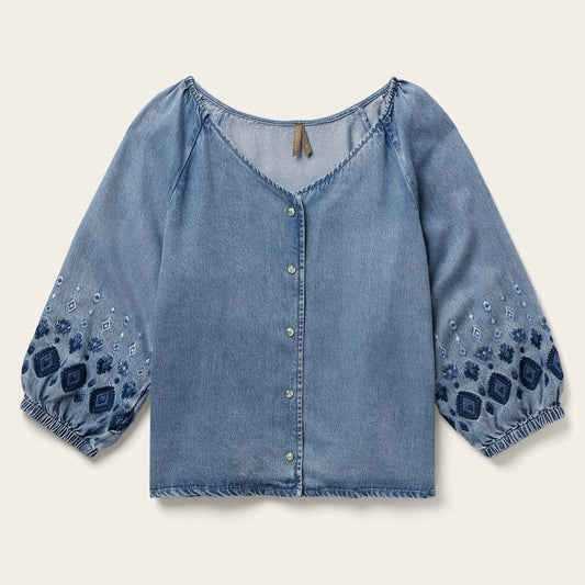 Stetson Denim Snap Front Blouse - Stetson - Flyclothing LLC