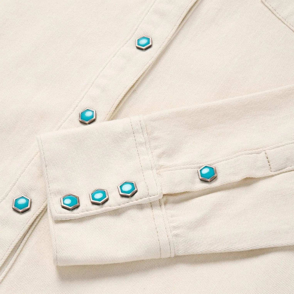 Stetson Turquoise Womens Snap Western Denim Shirt - Stetson - Flyclothing LLC