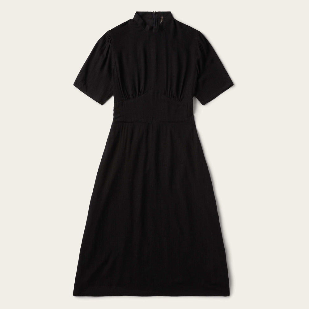 Stetson Black Herringbone Twill Midi Dress - Stetson - Flyclothing LLC
