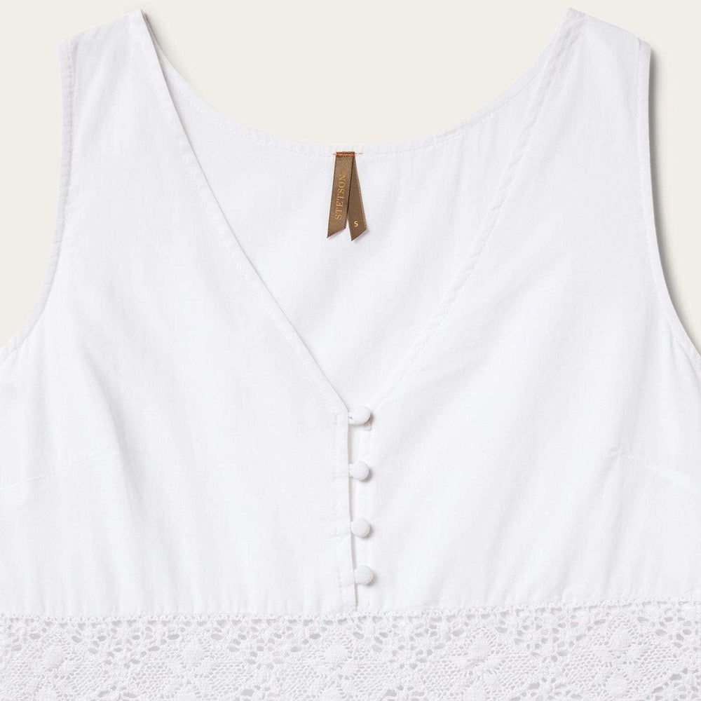 Stetson White Cotton Lawn Sleeveless Dress - Stetson - Flyclothing LLC