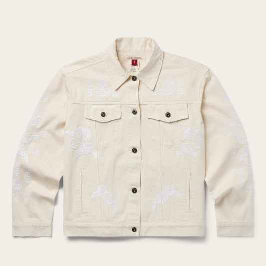 Stetson Embroidered Cream Denim Jacket - Stetson - Flyclothing LLC