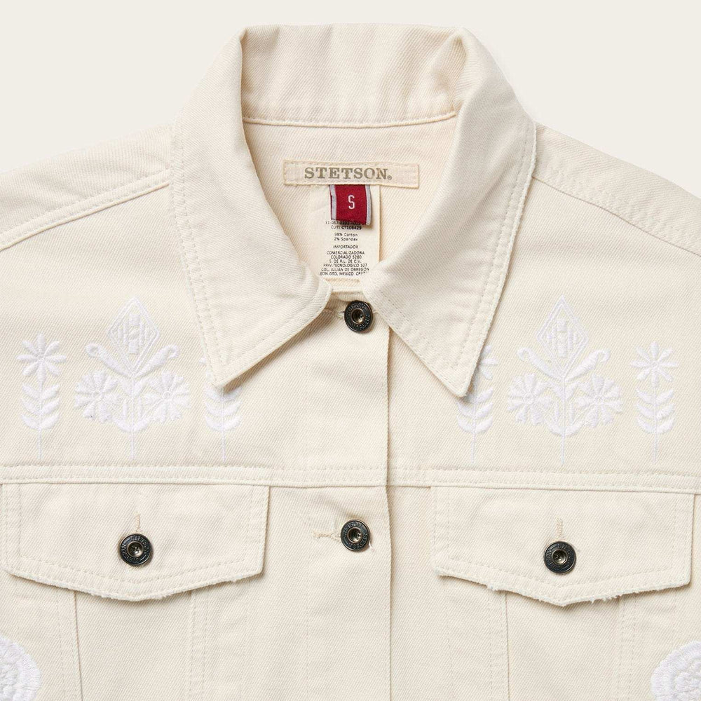 Stetson Embroidered Cream Denim Jacket - Stetson - Flyclothing LLC