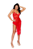 Elegant Moments Lace Gown With Mesh Side Slits Underwire Cups Adjustable Straps And Hook And Eye Back Closure Matching G-string Included - Elegant Moments - Flyclothing LLC