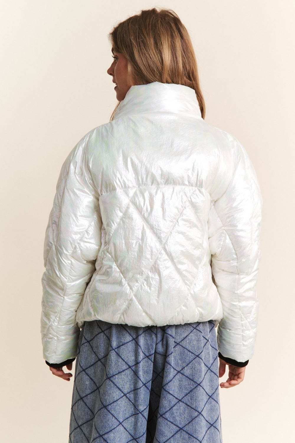 J.NNA Quilted Mock Neck Puffer Jacket - Trendsi - Flyclothing LLC