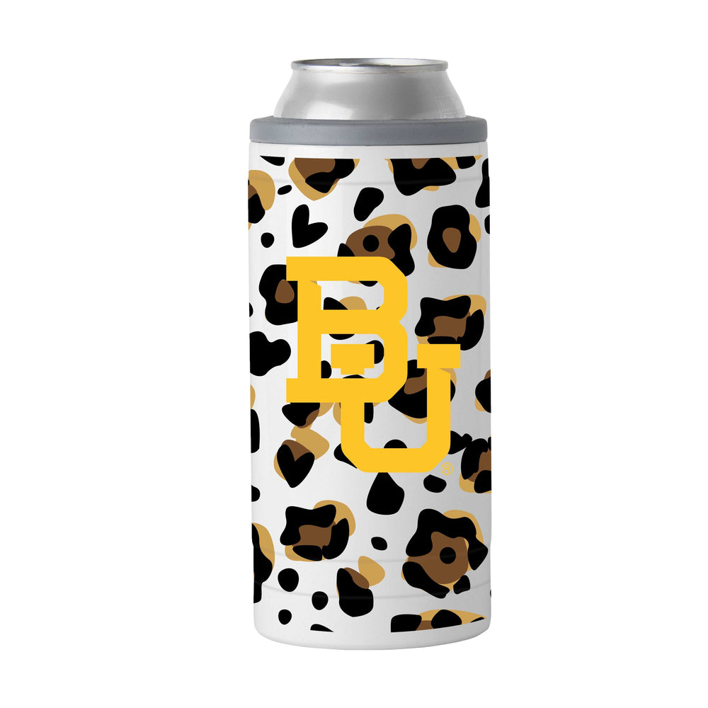 Baylor 12oz Neutral Leopard Slim Can Coolie - Logo Brands - Flyclothing LLC
