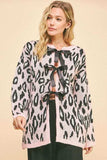 Davi & Dani Leopard Ribbon Tie Front Loose Fit Cardigan - Trendsi - Flyclothing LLC