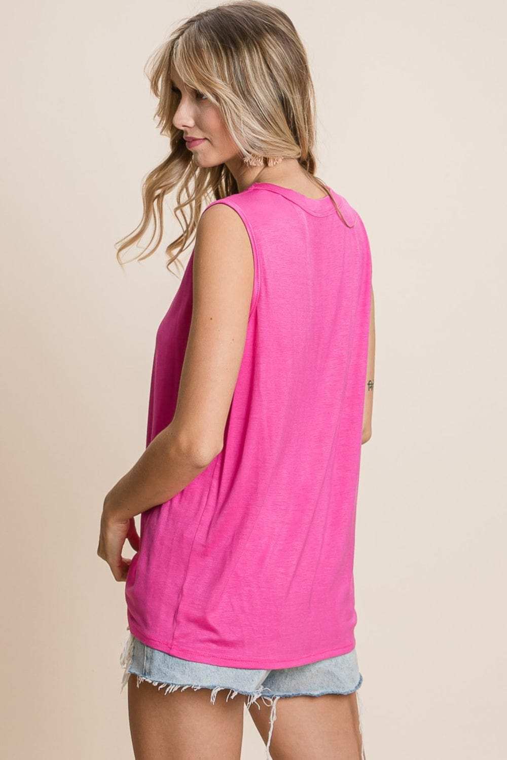 BiBi Cutout Round Neck Sleeveless Top - Trendsi - Flyclothing LLC