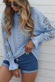 Openwork Round Neck Long Sleeve Sweater - Trendsi - Flyclothing LLC