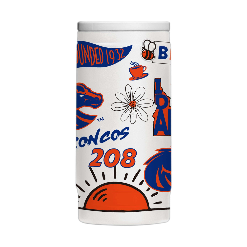 Boise State 12oz Native Powdercoat SlimCan Coolie - Logo Brands - Flyclothing LLC