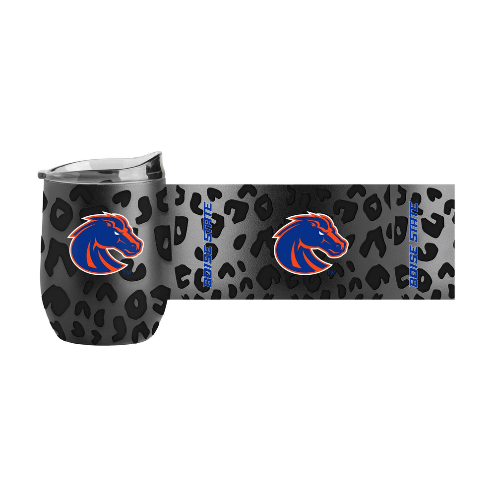 Boise State Leopard 16oz Black Powdercoat Curved Beverage - Logo Brands - Flyclothing LLC