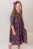 Flower Farm 3/4 Sleeve Pocket Twirl Dress - Mila & Rose ® - Flyclothing LLC