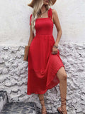 Tied Smocked Sleeveless Midi Dress - Trendsi - Flyclothing LLC