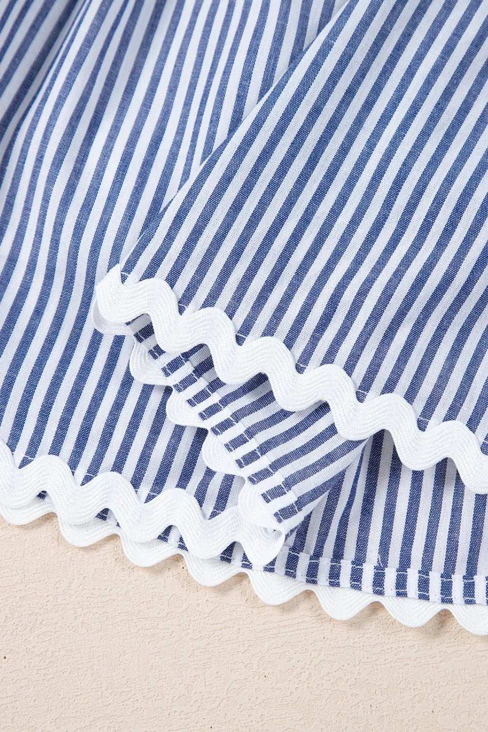 Stripe Sleeveless Notched Ric Rac Mini Dress - Trendsi - Flyclothing LLC