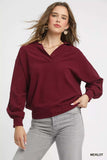 Umgee Linen Long Sleeves Elastic Hem Blouse - Trendsi - Flyclothing LLC