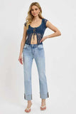 RISEN High Rise Straight Cuffed Relaxed Jeans - Trendsi - Flyclothing LLC