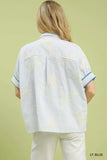 Umgee Striped Embroidered Blouse with Scallop Trim - Trendsi - Flyclothing LLC