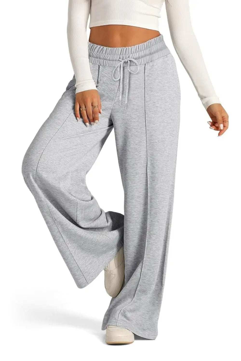 Drawstring Elastic Waist Wide Leg Pants - Trendsi - Flyclothing LLC