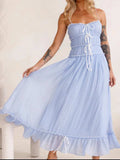 Devine Frill Ruffled Hem Midi Cami Dress - Trendsi - Flyclothing LLC