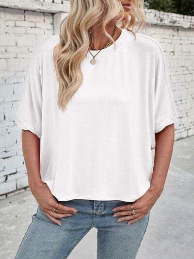 Lovelet Round Neck Half Sleeve T-Shirt - Trendsi - Flyclothing LLC