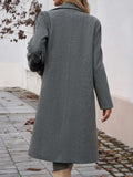 Pocketed Collared Neck Long Sleeve Coat - Trendsi - Flyclothing LLC