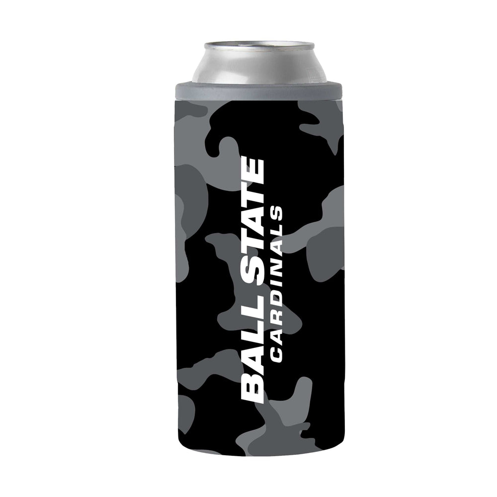 Ball State Black Camo 12oz Slim Can Coolie - Logo Brands - Flyclothing LLC
