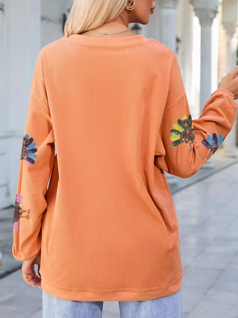 Turkey Graphic Corded Baggy Sweatshirt - Trendsi - Flyclothing LLC