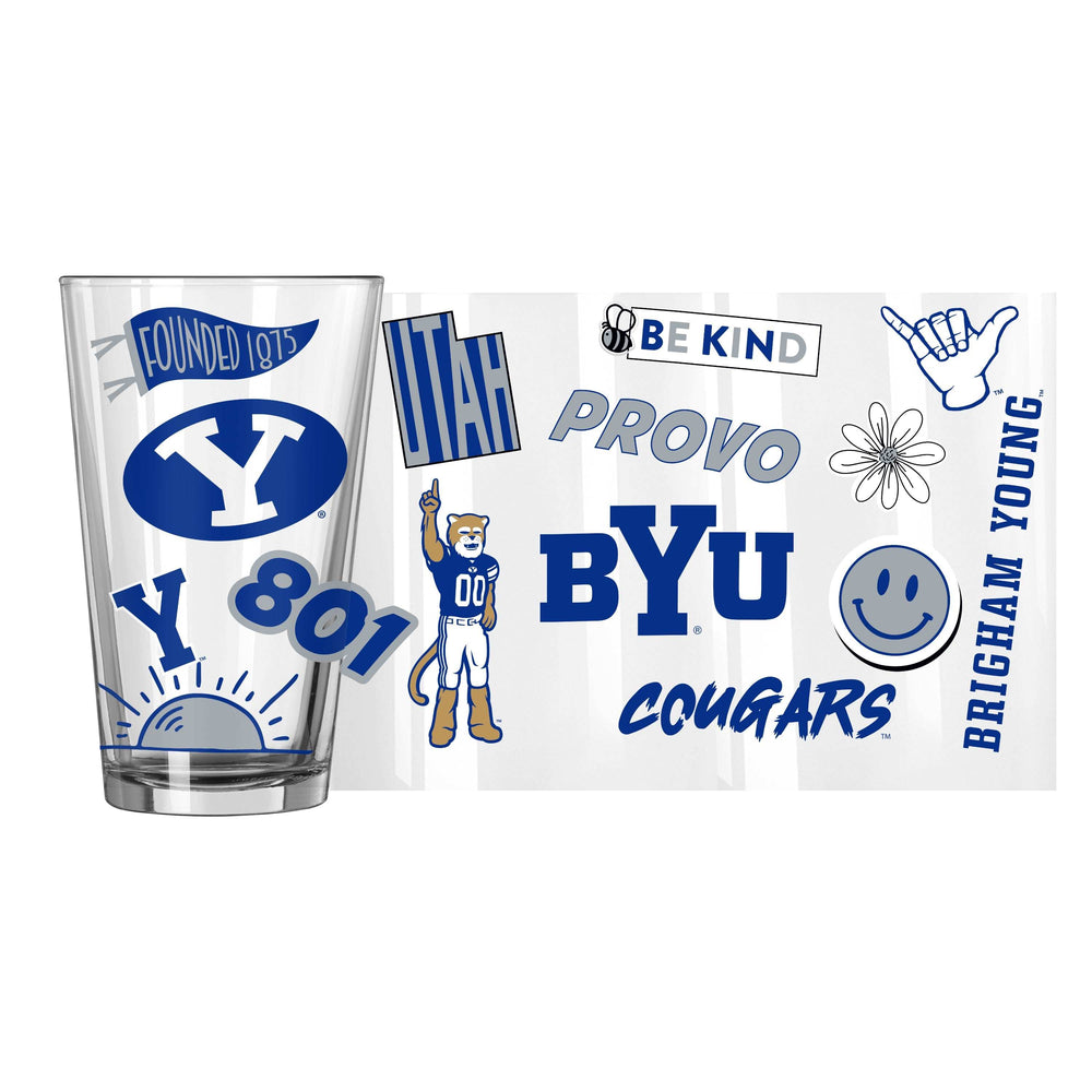 BYU 16oz Native Pint Glass - Logo Brands - Flyclothing LLC
