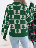 Christmas Tree Checkerboard Pattern Sweater - Trendsi - Flyclothing LLC