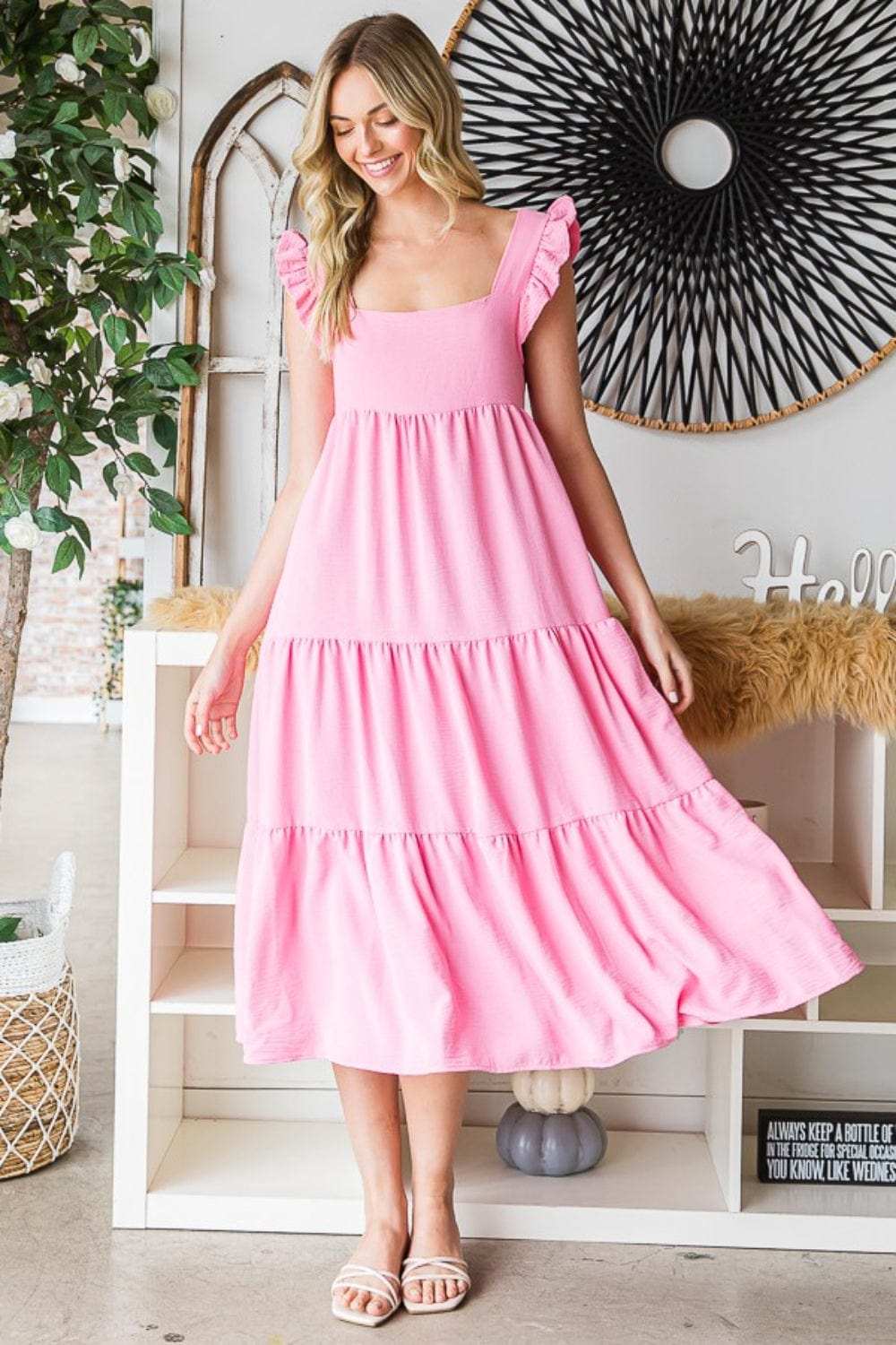Reborn J Ruffled Sleeveless Tiered Midi Dress - Trendsi - Flyclothing LLC