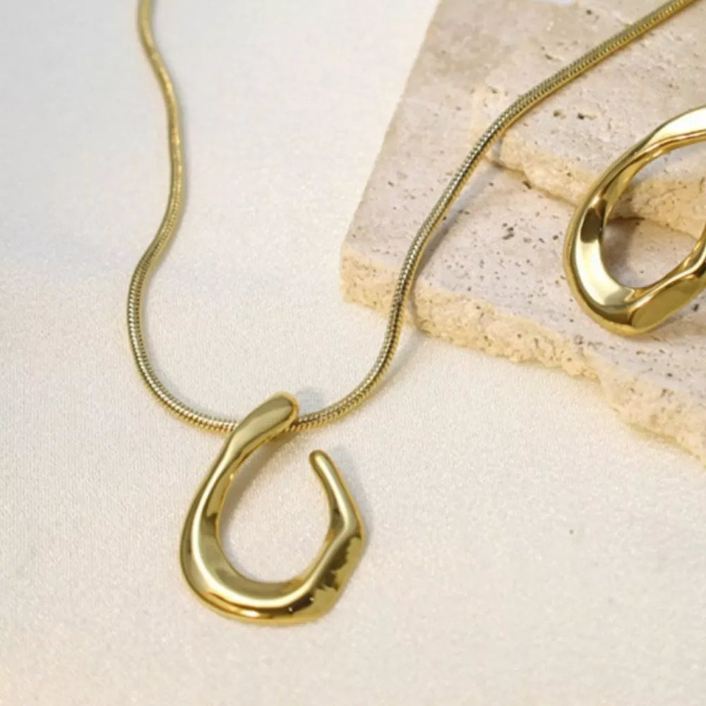 18K Gold-Plated Geometric Necklace - Trendsi - Flyclothing LLC