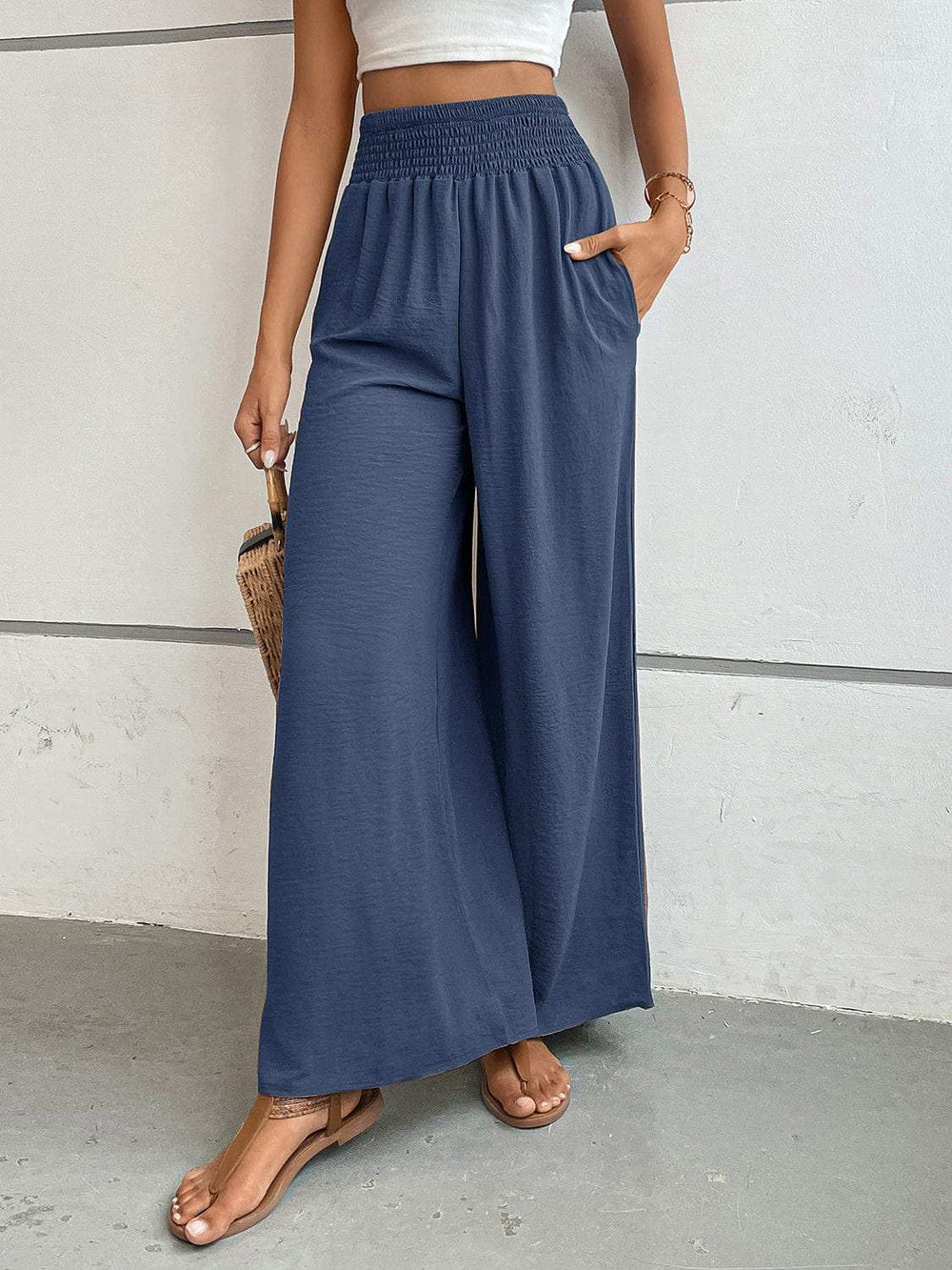 Perfee Wide Leg Pants with Pockets - Trendsi - Flyclothing LLC