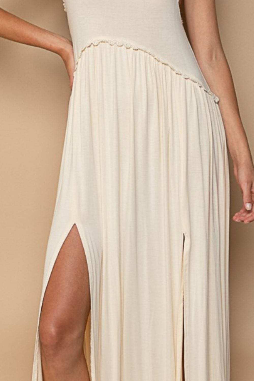 POL Sleeveless Back Zipper Front Slit Maxi Dress - Trendsi - Flyclothing LLC