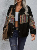 Embroidered Collared Neck Snap Down Jacket - Trendsi - Flyclothing LLC