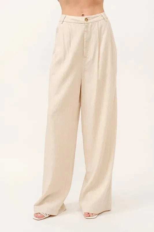 And The Why High-Rise Wide Leg Linen Blended Pants - Trendsi - Flyclothing LLC